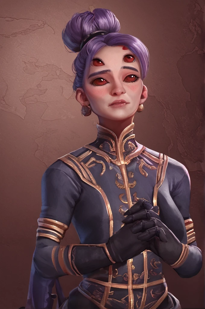 score_9,score_8_up,score_7_up, <lora:Civ6 Leader style_epoch_6:0.9> civ6style, <lora:RachneraV3-XL:0.4> rachnera_arachnera, (extra_eyes:1.0), red_eyes, light_purple_hair, gloves, (high quality, detailed, beautiful),