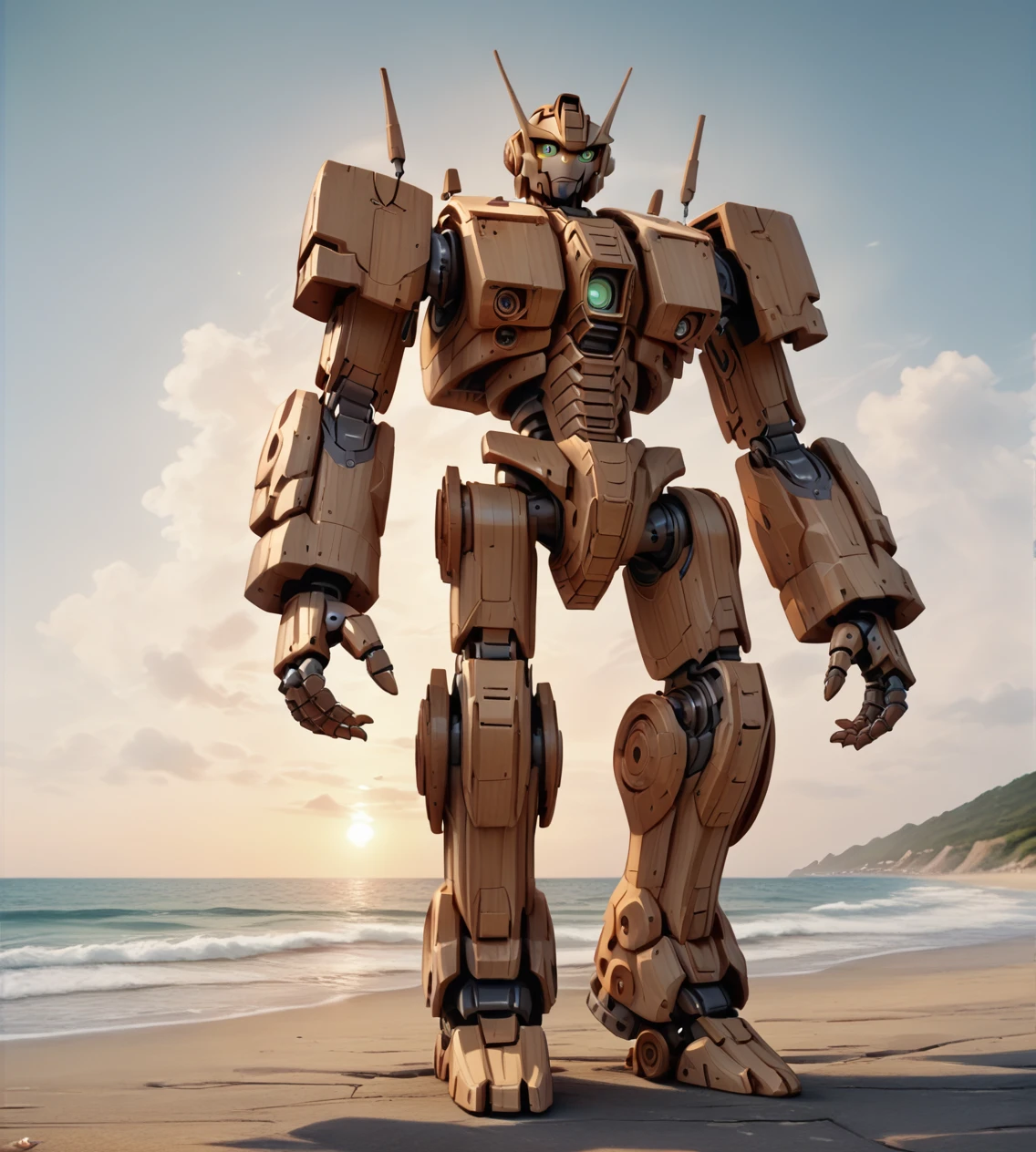 score_9. score_8_up. score_7_up. score_6_up. score_5_up. score_4_up . mecha. robot. giant robot. ocean. pacific rim. sunset. walking. science fiction. futuristic. epic. from below, scenery
 <lora:wooden_10_blocks_comp:0.95>