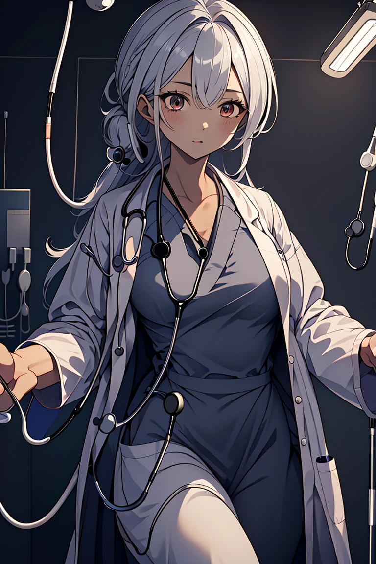 (RAW photo, best quality), (1girl), operating room, overhead surgical light,blurred background, focused,
 <lora:Asami_Fujimoto_3dC_V1.0:0.8> asami fujimoto, 3dcg_19,long hair, 
<lora:Doctor Uniform V2:0.8> (doctor_uniform, labcoat, stethoscope, doctor),