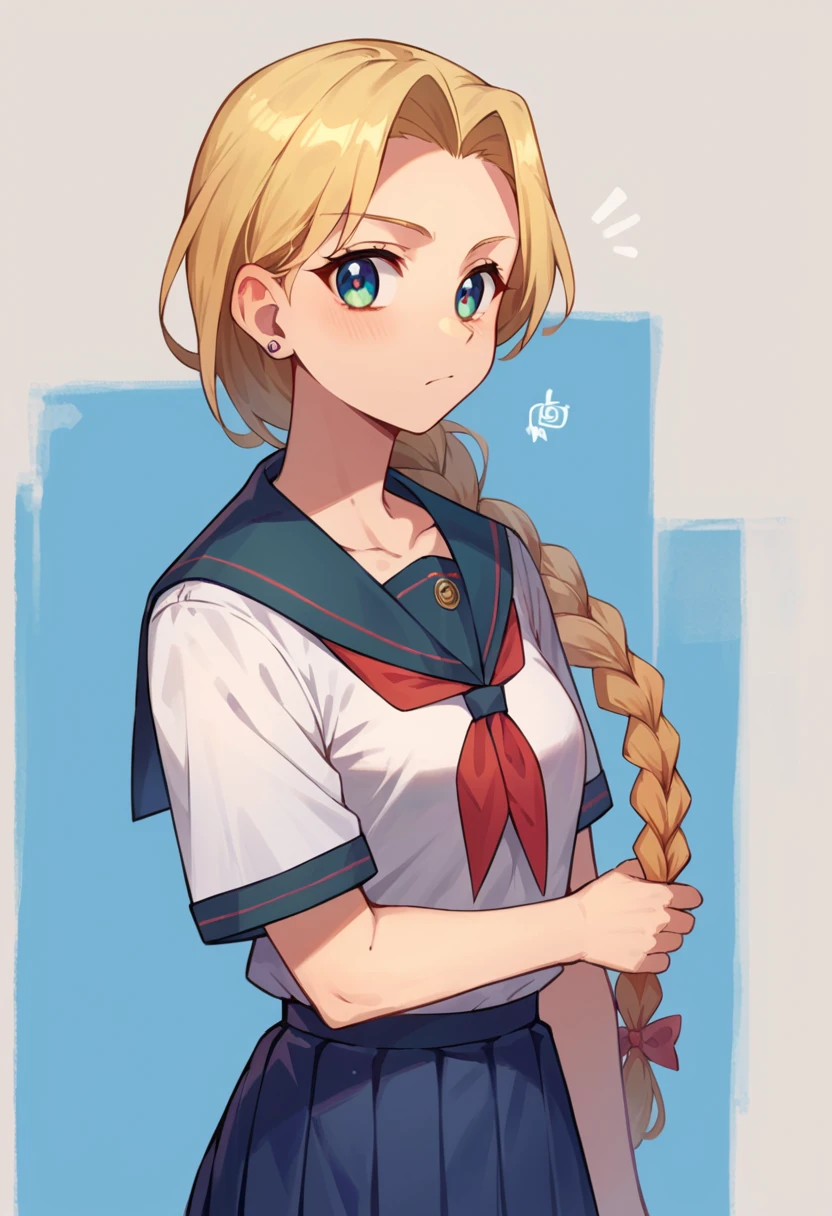 score_9, score_8_up, score_7_up, 1girl, <lora:Namco Valkyrie V4:1>, namcoValk, school uniform, braided ponytail, hair bow