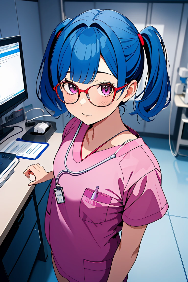 (RAW photo, best quality), (1girl), operating room, overhead surgical light,blurred background, focused,
 <lora:Tatsuko Miiko_3dc_V1.0:0.8> tatsuko miiko, 3dcg_17, twintails, short hair, glasses,
 <lora:ClothingMedicalScrubs0:0.9> (scrubs, medical scrubs),