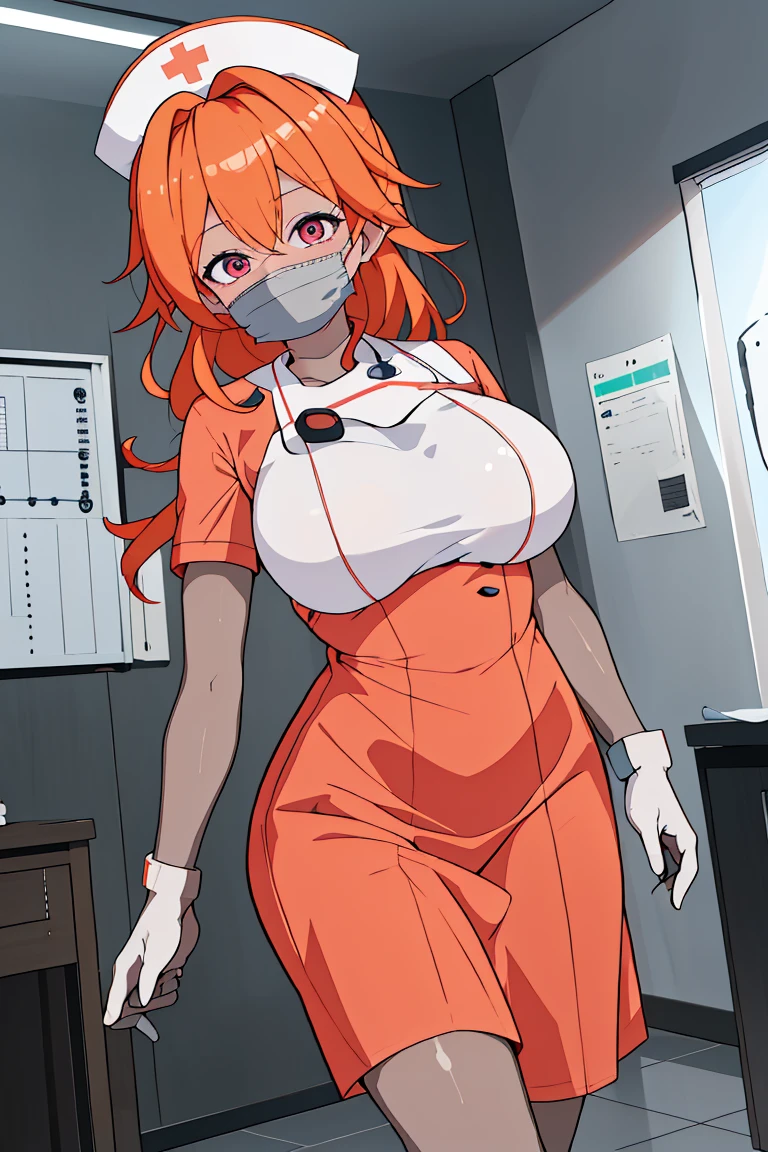 (RAW photo, best quality), (1girl), operating room, overhead surgical light,blurred background, focused,
 <lora:Danila Ward_CSC_V1.0:0.8>  danila ward,long hair, prosthetic arms, orange hair,long hair
<lora:Classic nurse V2:0.8> nurse_uniform_big, mask, nurse cap, mouth mask, nurse, surgical mask, elbow gloves,