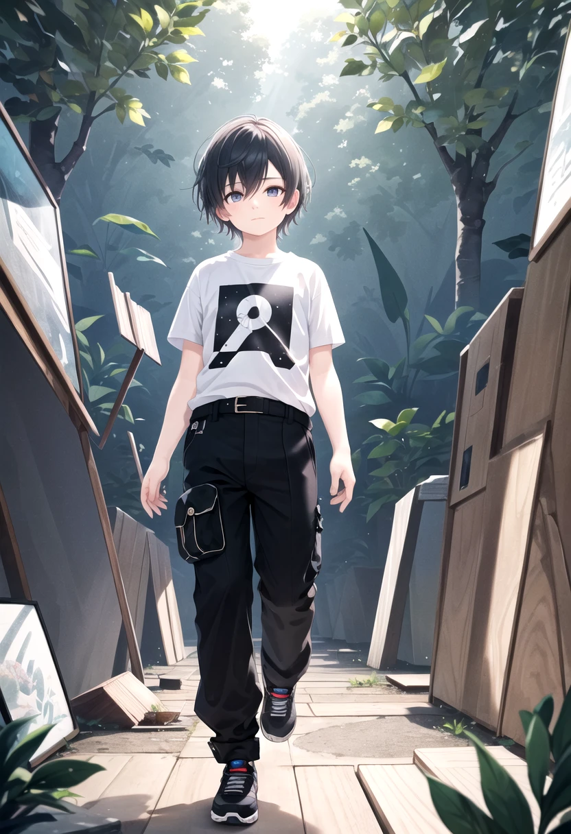 <lora:cutifiedanimecharacterdesign_variant_type_C_SD_v10:0.5>
type-c,
1boy, solo, forest, wooden village, short hair, t-shirt,black box pants,
full body, looking at viewer, faint smile,
The soft lighting and detailed surroundings create an immersive environment where imagination runs wild,
hyper-detailed, high quality visuals, dim Lighting, ultra-realistic, sharply focused, octane render, 8k UHD