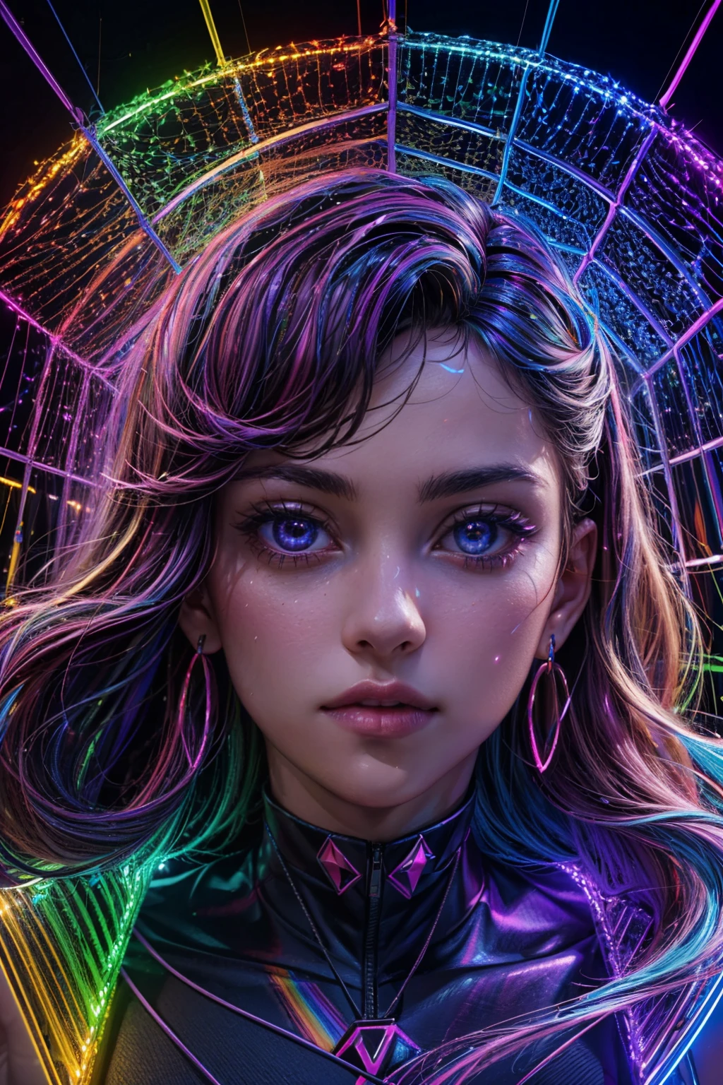 (ultra realistic,32k, masterpiece:1.2),(high detailed skin:1.1),( high quality:1.1),  <lora:Light_Tunnel:0.8>,  Light Tunnel, solo, rainbow, colorful,  blooming stars, luminescent petals, otherworldly fragrance blurry background, <lora:add_detail:0.92>, (glowwave:1.1),