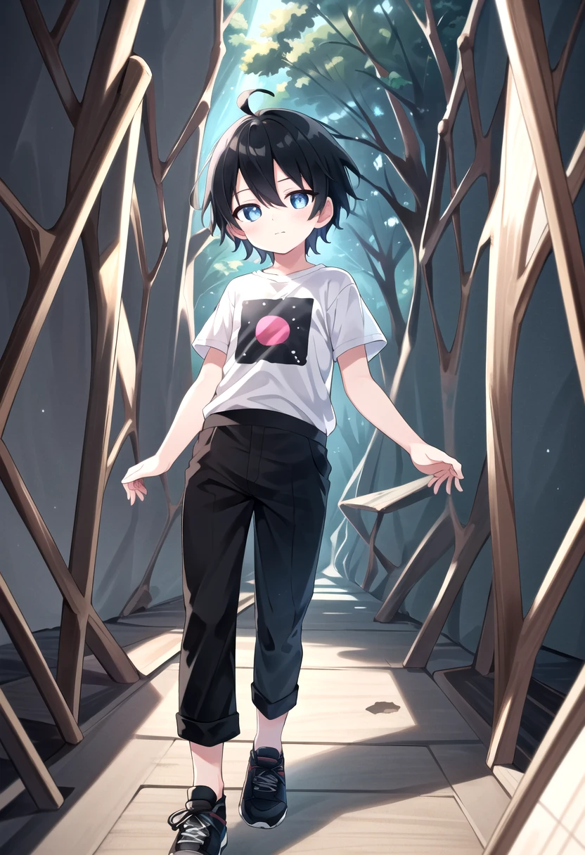 <lora:cutifiedanimecharacterdesign_variant_type_C_SD_v10:0.5>
type-c,
1boy, solo, forest, wooden village, short hair, t-shirt,black box pants,
full body, looking at viewer, faint smile,
The soft lighting and detailed surroundings create an immersive environment where imagination runs wild,
hyper-detailed, high quality visuals, dim Lighting, ultra-realistic, sharply focused, octane render, 8k UHD