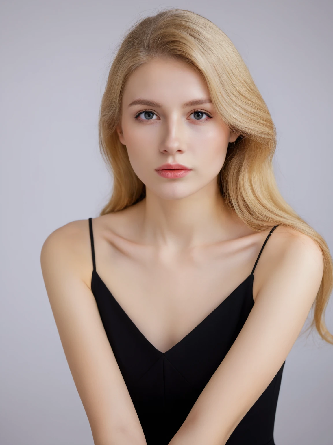 realistic photo,a young woman Bettany,25 years old,white skin,blond hair,angelical face,beautiful skinny woman,black dress,model pose for a photoshoot,ultra hd cam high quailty.,