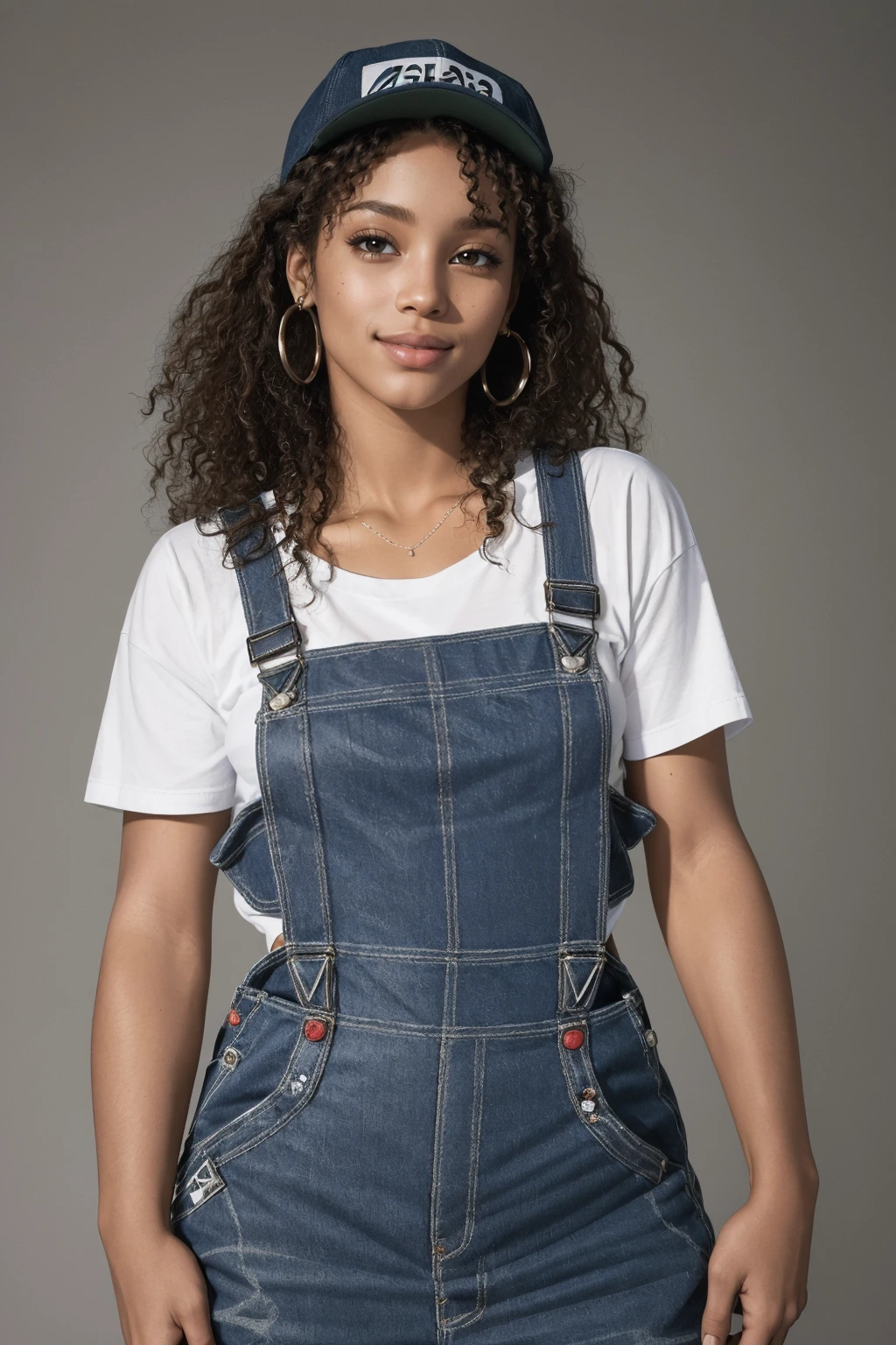 ((Masterpiece, best quality, edgQuality)),smile,
edg90hh, woman,overalls, posing for a picture ,wearing edg90hh_clothing
 <lora:edg90sHIPHOP:1>