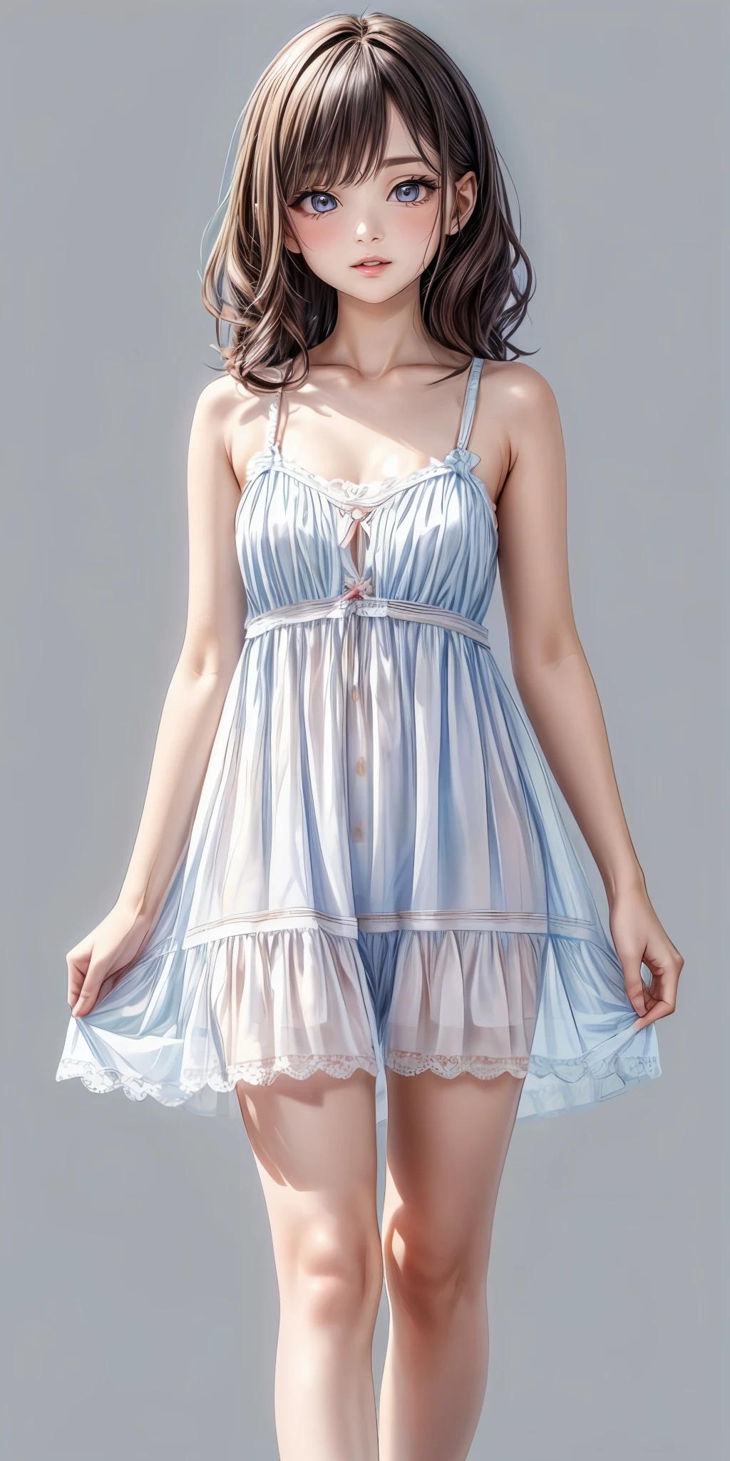 masterpiece,ultra-detailed,best quality,8K,illustration,
girl ,middle breasts,<lora:more_details:1>,simple background,summer,seaside,
<lora:jyoji one piece  1.0:0.6> jyojifuku, dress,see-through