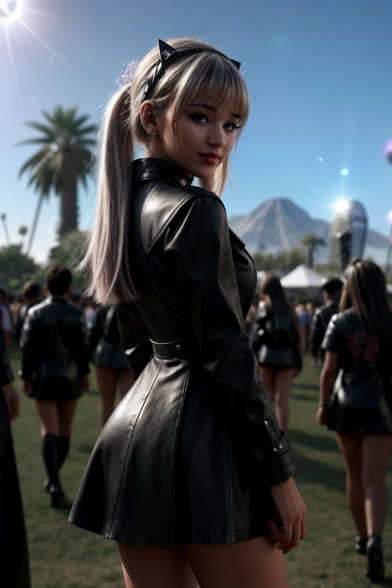 (Cinematic Shot:1.3) DV_S3_Snuggles_Vicious (Skinny, Slim, Slender, Long Legs, Abs, Perky Breasts:1.4)(Eyeliner, lipstick:1.3) ((Photo Focus, DOF, Aperture, insanely detailed and intricate, character, hypermaximalist, hyper realistic, super detailed, (lens flare))) <lora:exposure_control_v10:-0.2> <lora:more_details:0.3> (at Coachella Festival:1.3) (Wearing a Leather Dress and lower hair band:1.3) (smile:1.3) <lora:exposure_control_v10:-0.12> <lora:more_details:0.2> <lora:Gothpunkgirl-000009:1> goth