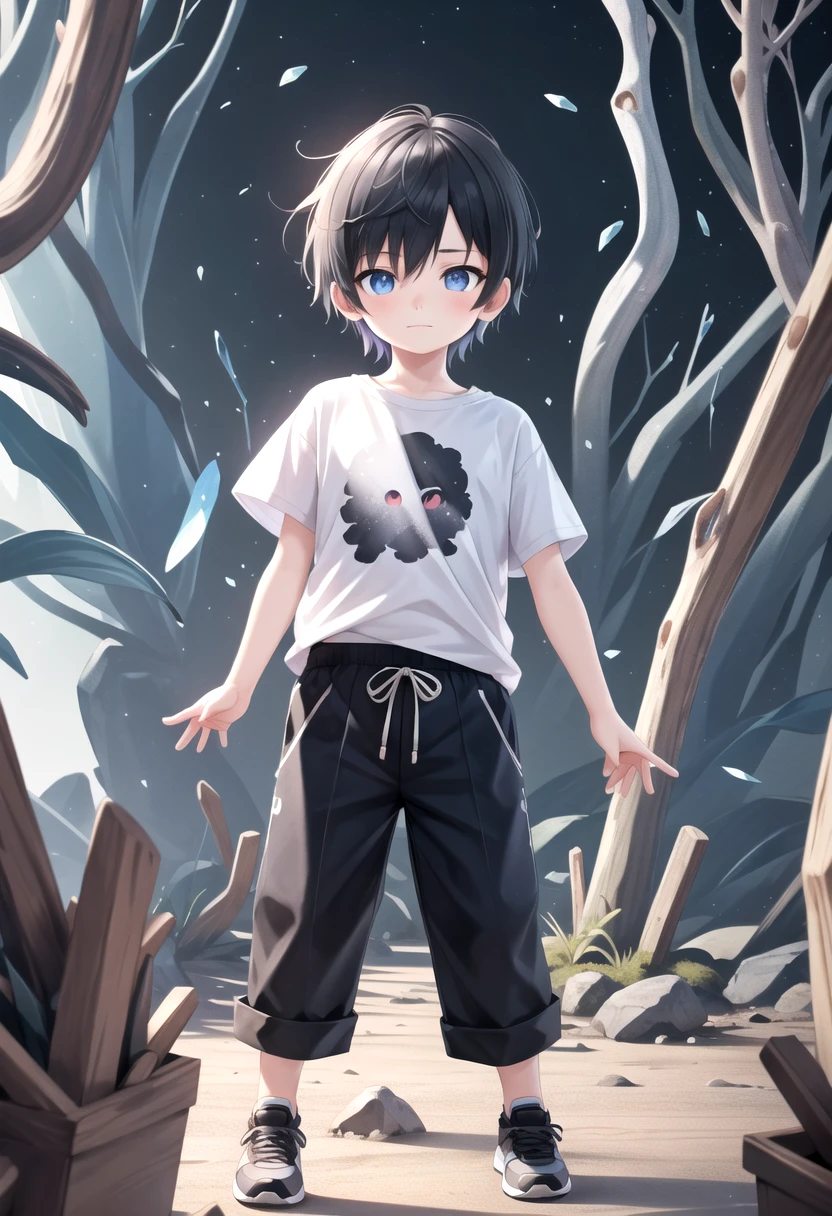 <lora:cutifiedanimecharacterdesign_variant_type_C_SD_v10:0.5>
type-c,
1boy, solo, forest, wooden village, short hair, t-shirt,black box pants,
full body, looking at viewer, faint smile,
The soft lighting and detailed surroundings create an immersive environment where imagination runs wild,
hyper-detailed, high quality visuals, dim Lighting, ultra-realistic, sharply focused, octane render, 8k UHD