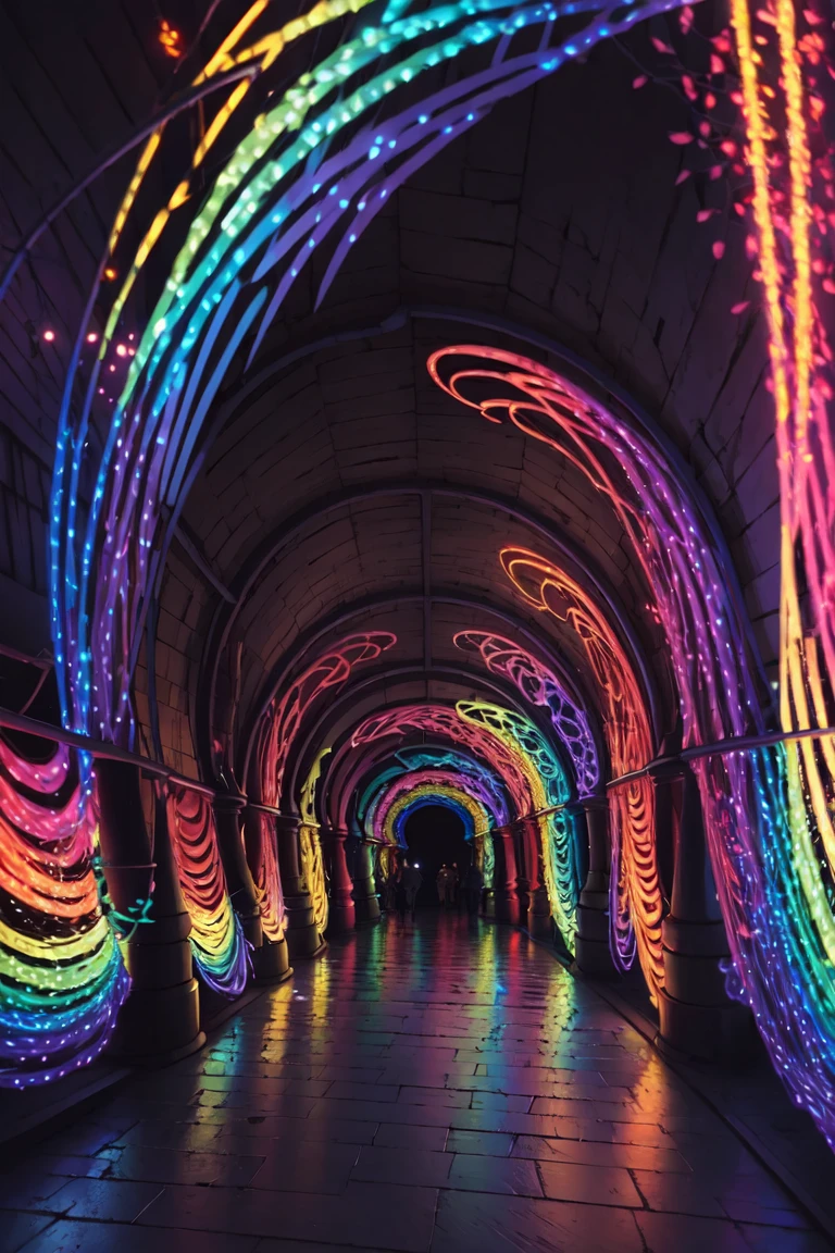 ((masterpiece,best quality)), anime style,  <lora:Light_Tunnel:0.8>,  Light Tunnel, solo, rainbow, colorful