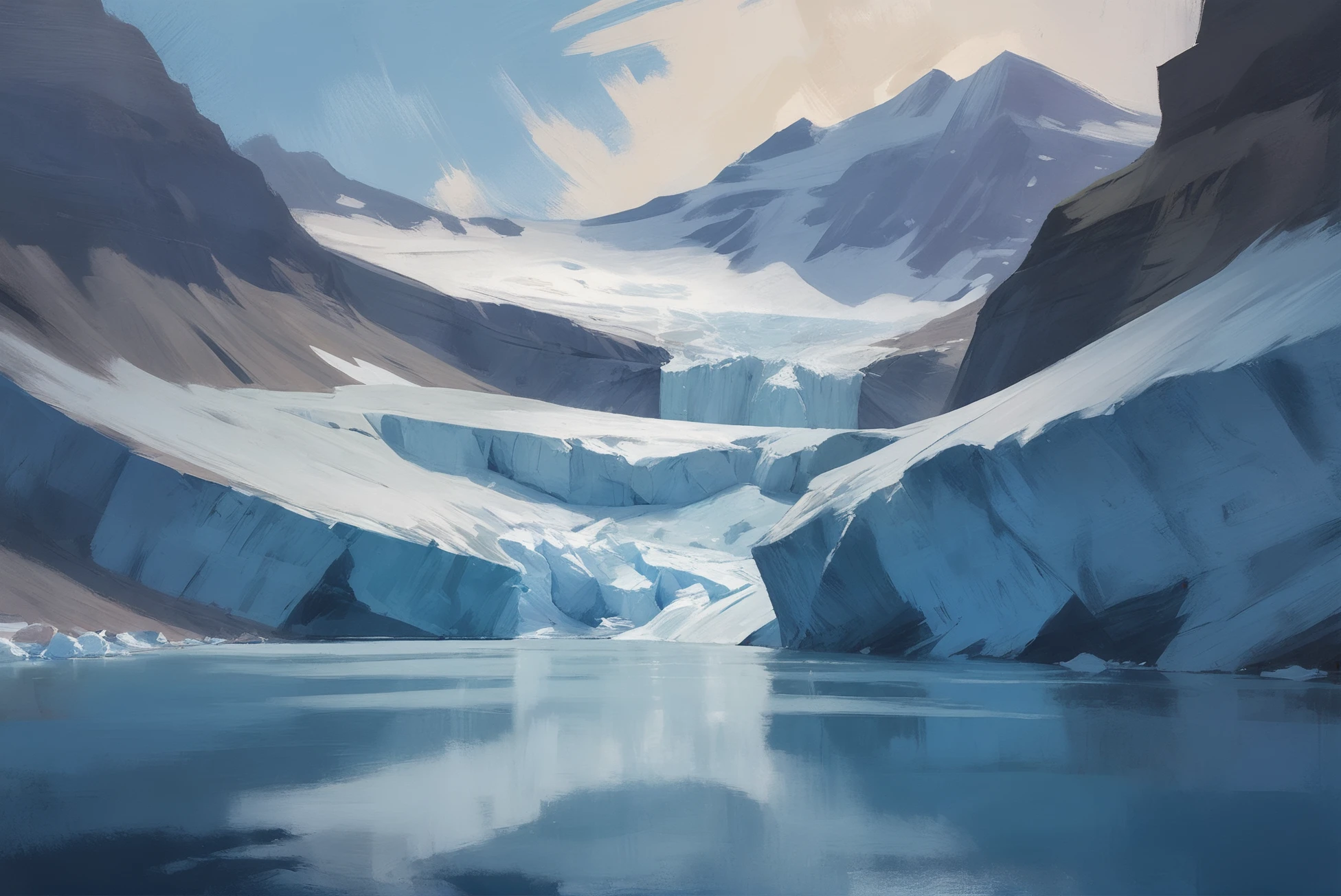digital painting, impressionism, Glacier<lora:EnvyStarlightVibrantImpressionism01a:1>