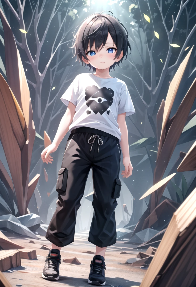 <lora:cutifiedanimecharacterdesign_variant_type_C_SD_v10:0.5>
type-c,
1boy, solo, forest, wooden village, short hair, t-shirt,black box pants,
full body, looking at viewer, faint smile,
The soft lighting and detailed surroundings create an immersive environment where imagination runs wild,
hyper-detailed, high quality visuals, dim Lighting, ultra-realistic, sharply focused, octane render, 8k UHD