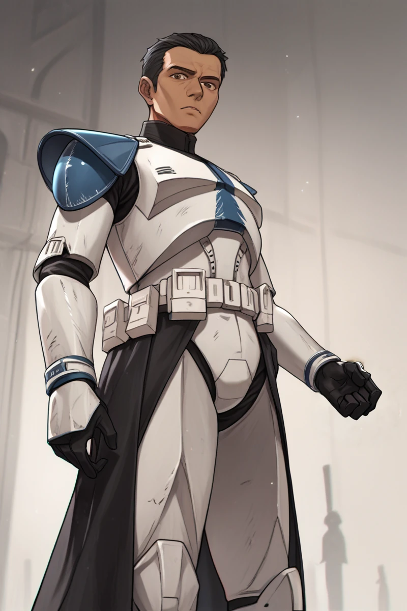 score_9, score_8_up, score_7_up, score_6_up, source_anime,  <lora:Clone_Trooper:1> clone trooper, cowboy shot, 1boy, waist cape, clenched hand