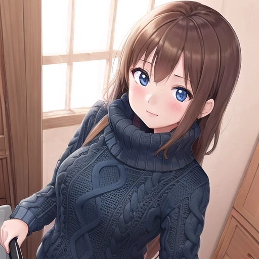 blue bfsw,
1girl, turtleneck sweater, indoors, from above <lora:bfsw3:0.75>