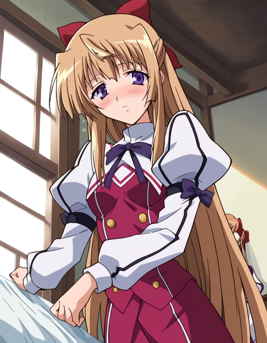 score_9, score_8_up, score_7_up, source_anime,
himekokurusugawa, <lora:himeko-kurusugawa-s1-ponyxl-lora-nochekaiser:1>,
himeko kurusugawa, long hair, brown hair, very long hair, purple eyes,
long sleeves, bow, ribbon, school uniform, hair bow, puffy sleeves, juliet sleeves, half updo,
indoors, bed, bed room, on side, blush, drunk,
looking at viewer, dutch angle, cowboy shot,