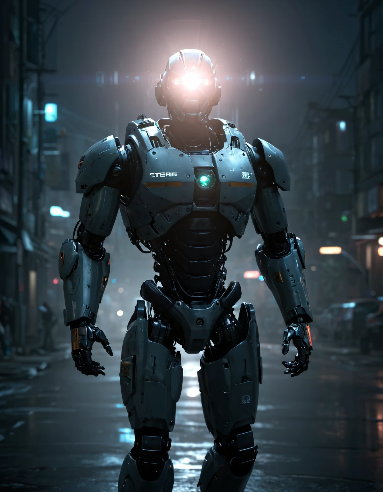 Prompt	
Cyberpunk soldier city patrol - 3D illustration of science fiction military robot warrior patrolling night time (dystopian streets, walking around) ((sci-fi headlight lens flare)) cinematic shot, Movie Still
 
Fooocus V2 Expansion	
Styles	[]
Performance	Quality
Steps	7
Resolution	(1344, 1728)
Guidance Scale	2
Sharpness	2
ADM Guidance	(1.5, 0.8, 0.3)
Base Model	JuggernautXL_v9Rdphoto2Lightning.safetensors
Refiner Model	None
Refiner Switch	0.5
Sampler	dpmpp_sde
Scheduler	exponential
Seed	2886782133649288218
LoRA 1	Science_Fiction_Lens_Flares_SDXL_V1_EP10.safetensors : 1.25
LoRA 2	!RMSDXL_Creative.safetensors : 0.86
LoRA 3	add-detail-xl.safetensors : 0.7
LoRA 4	!RMSDXL_Darkness_Cinema.safetensors : 1.0
LoRA 5	EnvyBetterHiresFixXL01.safetensors : 0.68
Metadata Scheme	False
Version	Fooocus v2.3.1