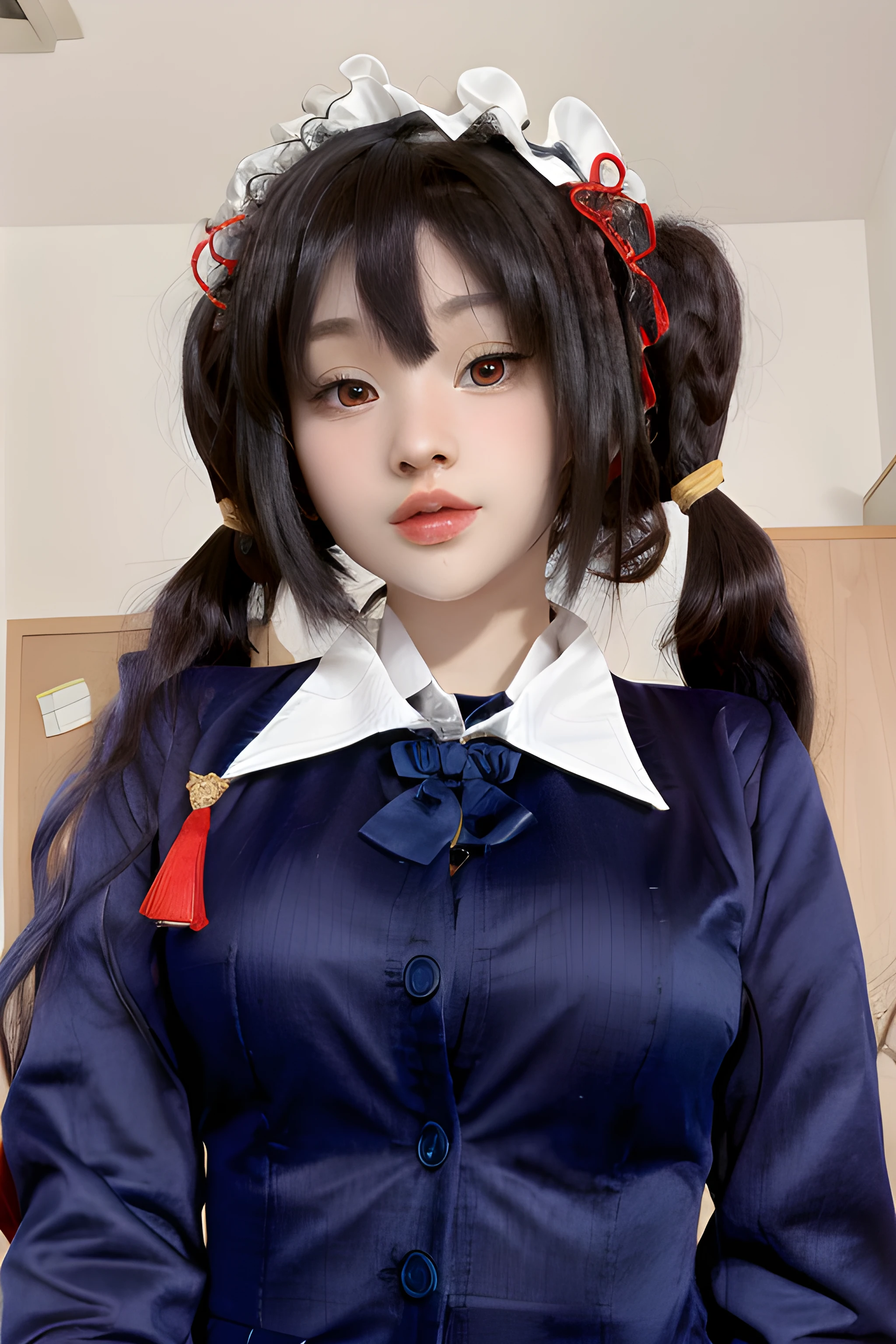 masterpiece, best quality, 1girl, (fully clothes), hidori, portrait, closeup, dress, school uniform