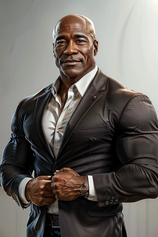 highest quality, (masterpiece), best quality, expressive, masterpiece, highest quality, (masterpiece), best quality, 53 year old Muscular Black man in a formal suit at a local speed dating event