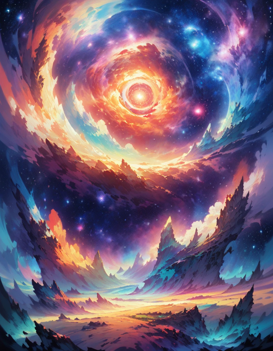 score_9, score_8_up, score_7_up,breathtaking scenery,dystopian future, paint strokes, cosmic, galaxy,A swirling portal of shimmering energy, transporting travelers to distant realms,