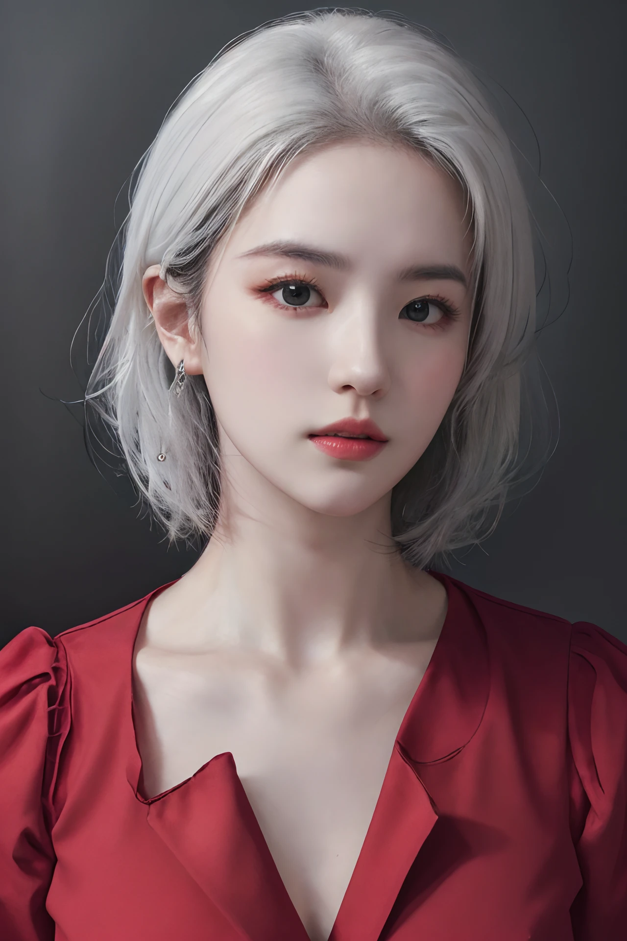 (4k, best quality, highres, absurdres, masterpiece:1.21), (realistic:1.331), detailed and intricate, 
1girl, white hair, red shirt, <lora:girlslike_lyf7:0.7>