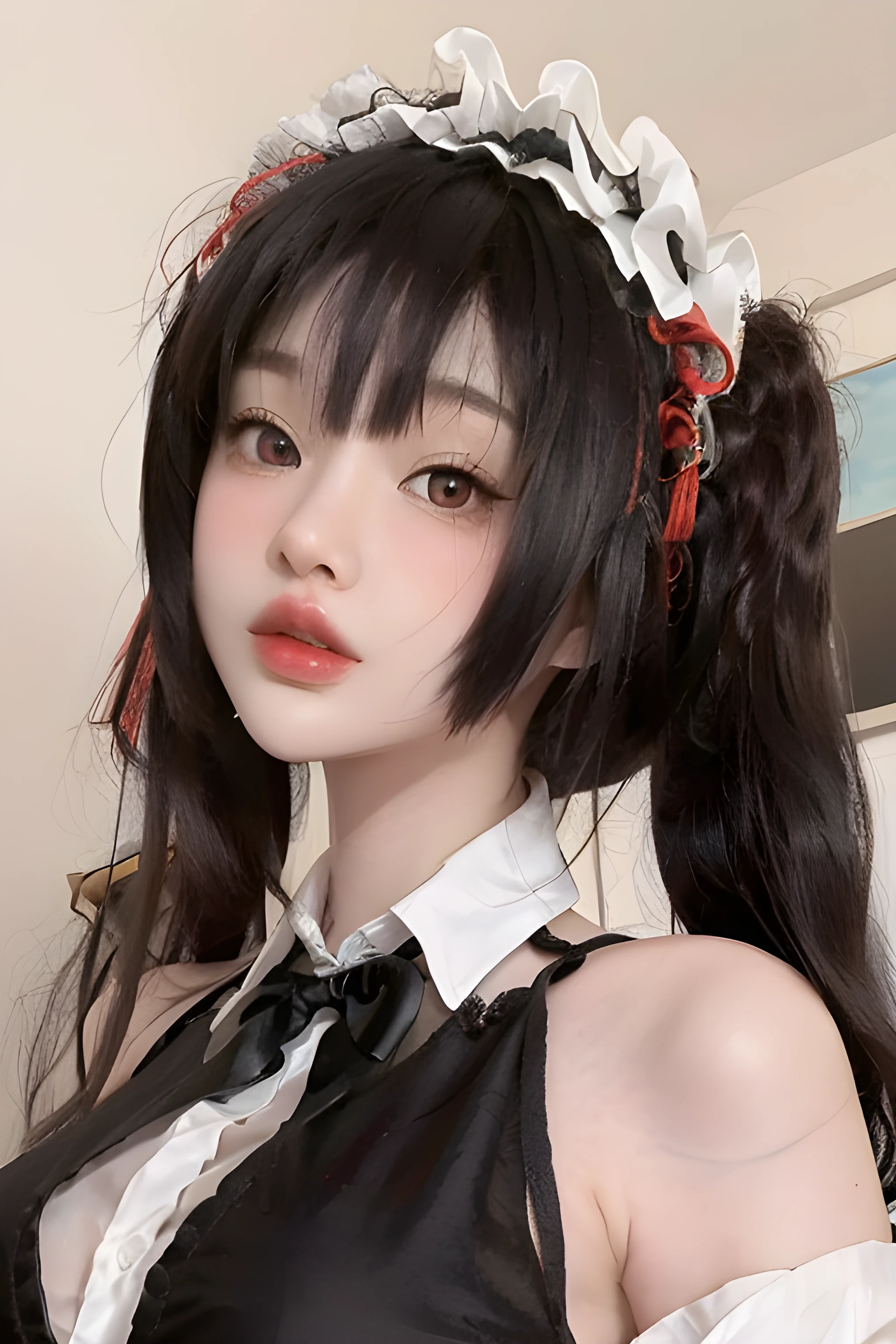 masterpiece, best quality, 1girl, (fully clothes), hidori, portrait, closeup, dress, school uniform