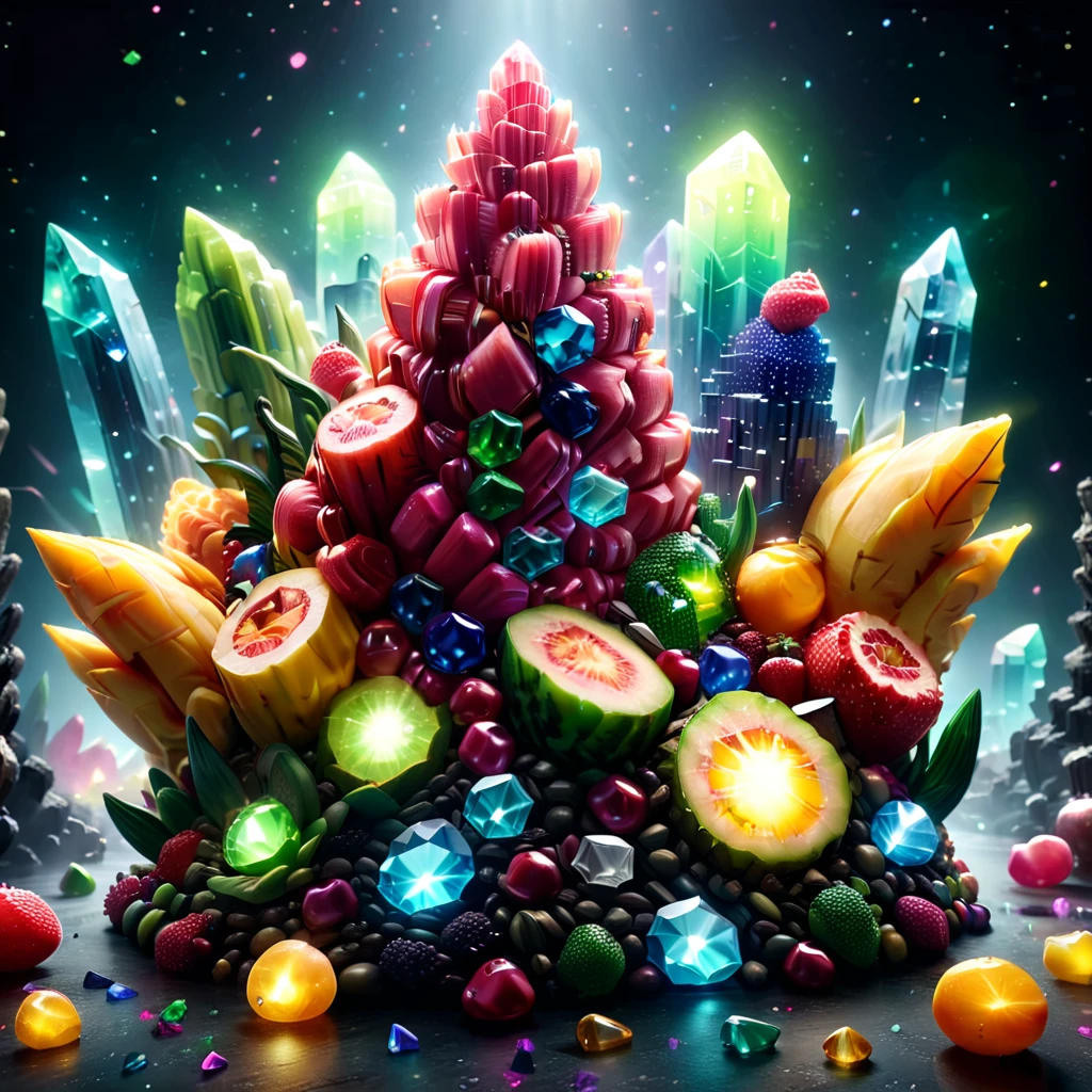 Masterpiece,absurd resolution,8k,high resolution,fruity,
mine,crystals,glow
 ,<lora:Fruit_world_XL25:1>