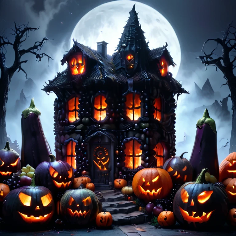 Masterpiece,absurd resolution,8k,high resolution,fruity,
night,scary.house,jack-o'-lantern,dark,scenery,horror,fruits
,<lora:Fruit_world_XL25:1>