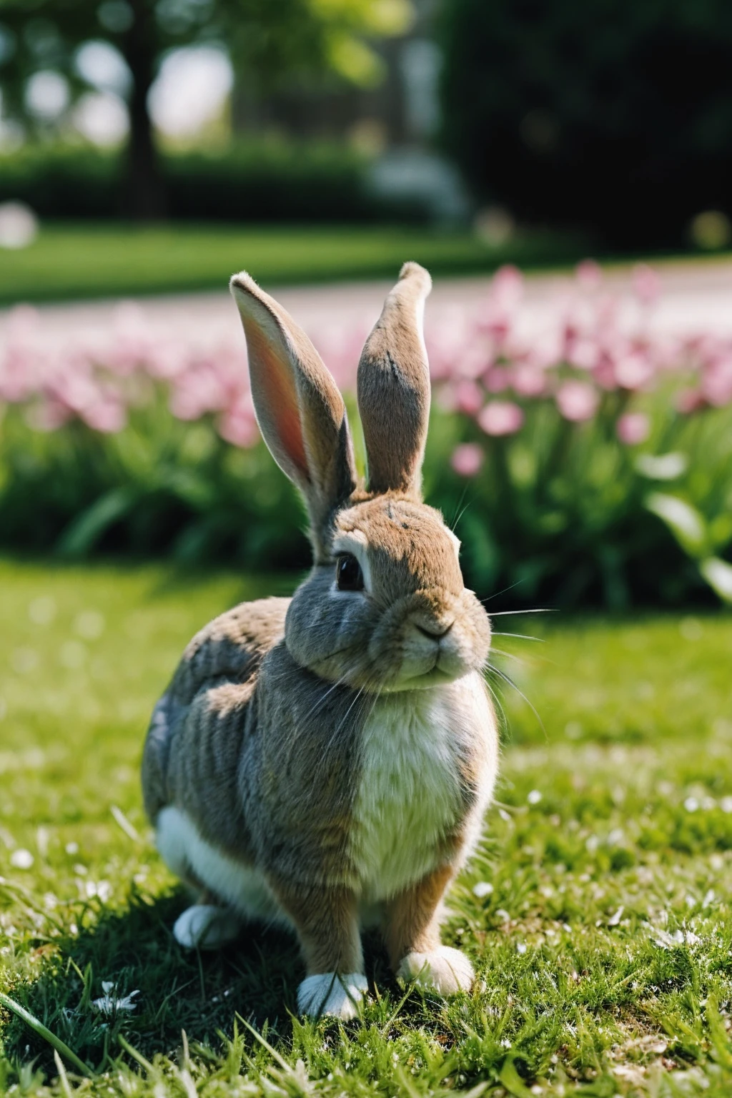 rabbit, lawn, sunlight, spring