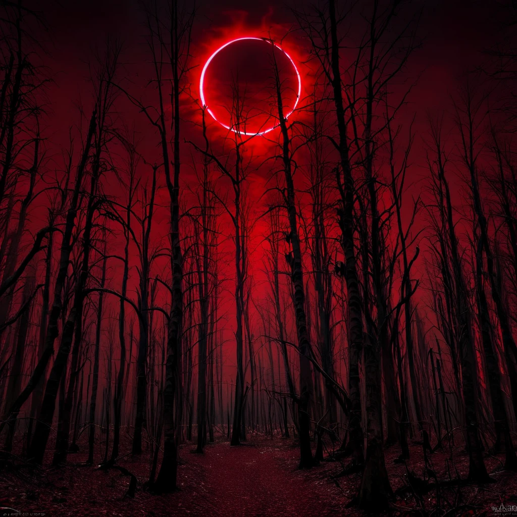 Masterpiece,absurd resolution,8k,high resolution,
NightScapes,red theme,forest,bare trees,red sky,eclipse
, <lora:NightScapes_XL14:0.8>
