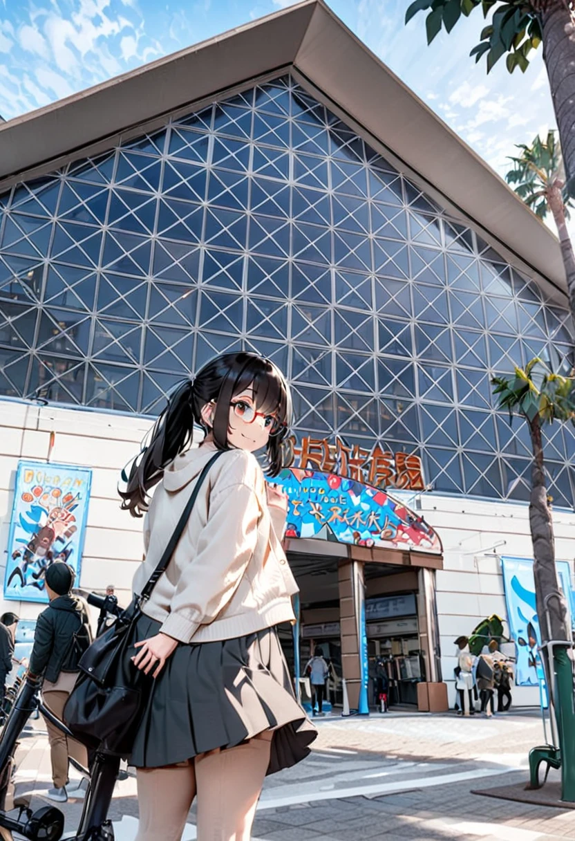 masterpiece, best quality, very aesthetic, absurdres,
1girl, solo, glasses, black hair, long hair, jacket, skirt, black bag, smile, looking at viewer, solo focus,
sumasui, storefront, outdoors, tree, sky, day, building, multiple boys, scenery, bicycle, shop, multiple girls, cloud, blue sky, road, 6+boys, street
 <lora:sumasui_SDXL_V1:1>