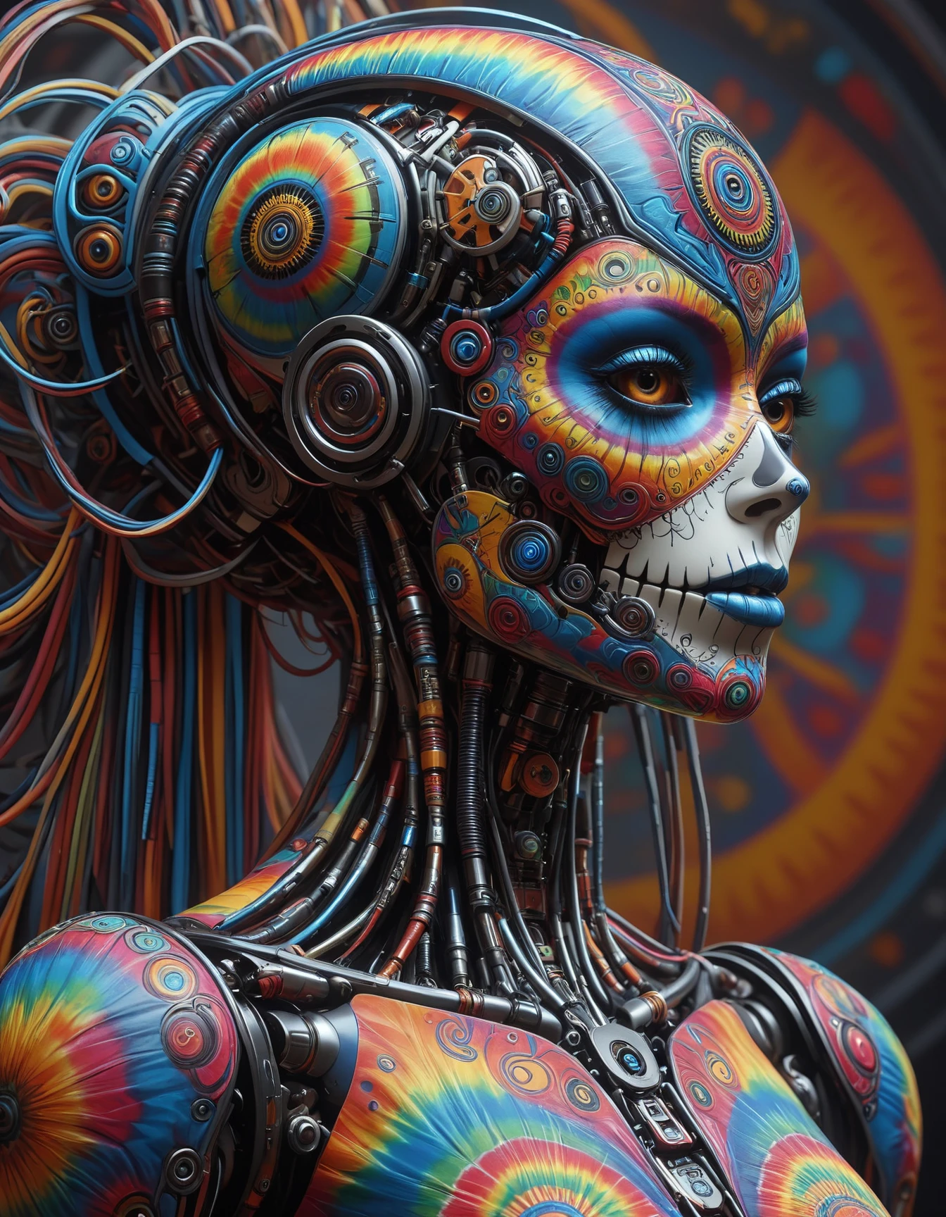 female android mechanical skeleton made of book scales,pitch black dark background,[giant teacup:woman:8],abstract,[muted colors:vivid colors:8],sharp,tiltshift,hyperdetailed,maximum fidelity,quality,cinematic,subsurface scattering,maximal attention to correctness and detail,epic,magnificent,wondrous,<lora:DeverScalesXL:0.5>,dvrscls,<lora:ral-frctlgmtry-sdxl:0.8>,ral-frctlgmtry,
