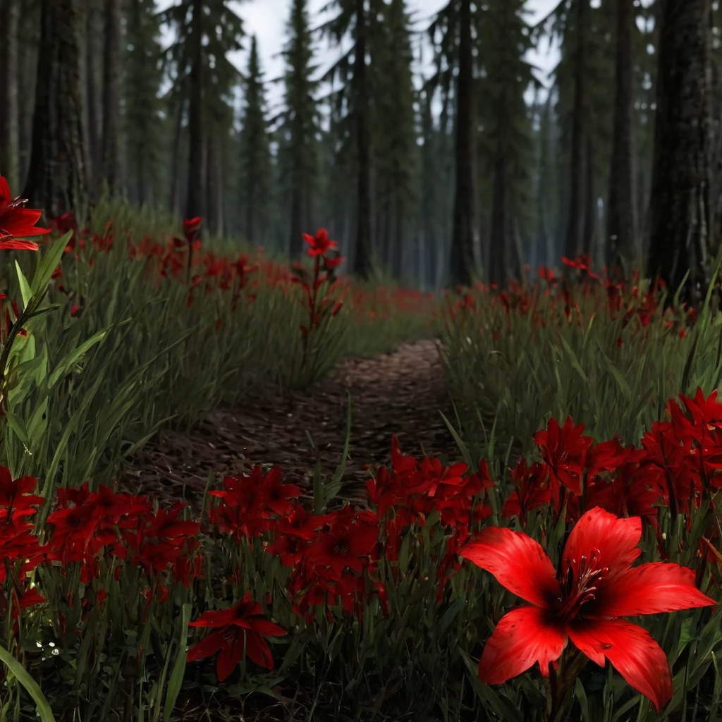 Masterpiece,absurd resolution,8k,high resolution,
<lora:SkyrimLandscapes:0.8>,
skyrimlandscapes, no humans, nature, scenery, flower, forest, tree, outdoors, red flower, grass, day