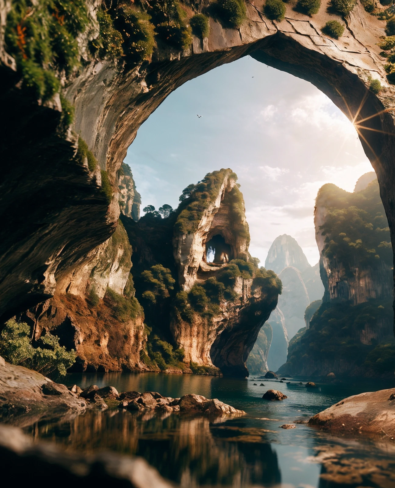 cinematic photo  <lora:quiron_LegendaryLandscapes_v1_Lora:0.87> LegLandscapesQuiron, legendary landscapes by quiron, landscapesquiron, realistic, scenery, landscape, nature,   , sky  , intricate artwork masterpiece, impressive, stunning, , Mirror Caves, . 35mm photograph, film, bokeh, professional, 4k, highly detailed