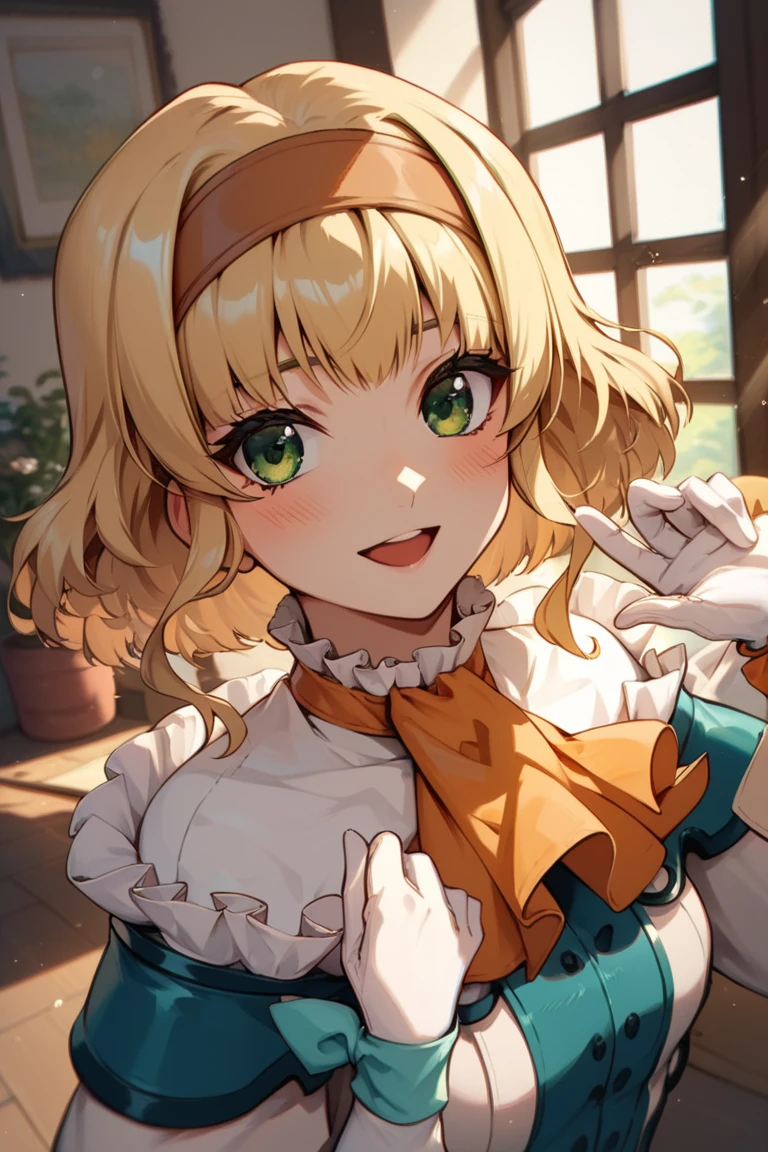 score_9, score_8_up, score_7_up, very aesthetic, source_anime, detailed, high quality, beautiful, masterpiece, detailed eyes,
<lora:lightXL:0.8>
room, indoor, light beams,
pov,
light smile, blush, open mouth, giving present,
<lora:natalia_autismConfetti_v02:0.99>
natalia \(tales\), blonde hair, short hair, green eyes, bangs, hairband,
dress, ascot, orange ascot, frills, thigh boots, pantyhose, frilled collar, white gloves, wrist bow,, zPDXL