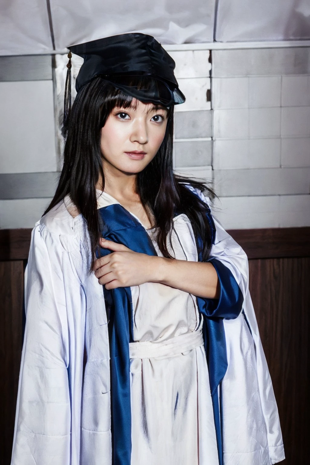Ultra-Realistic extremely derailed 8k photo Masterpiece of 1 beautiful 22-year-old japanese gogo woman wearing school uniform, holding a chain fighting stance, extremely detailed eyes and facial features <lora:gogo woman:1>, epic beautiful lighting and breathtaking composition <lora:Perfect Hands:1> Perfect Hands