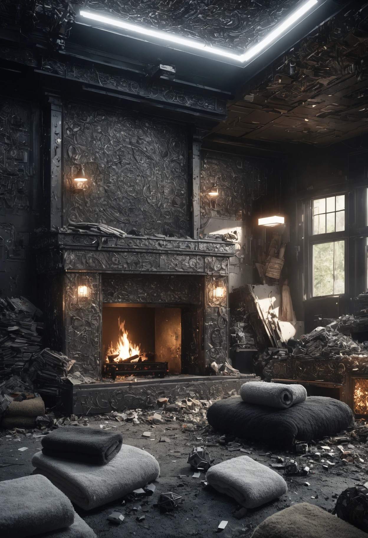 (masterpiece, best quality,detailed light), DonMW4573L4ndXL waste, retail space, towels, onyx stone, fireplace, laser lights, (intricate detail, cinematic lighting, amazing shading, soft lighting, Detailed Illustration) <lora:myLoraXL_test\DonMW4573L4ndXL-000006>