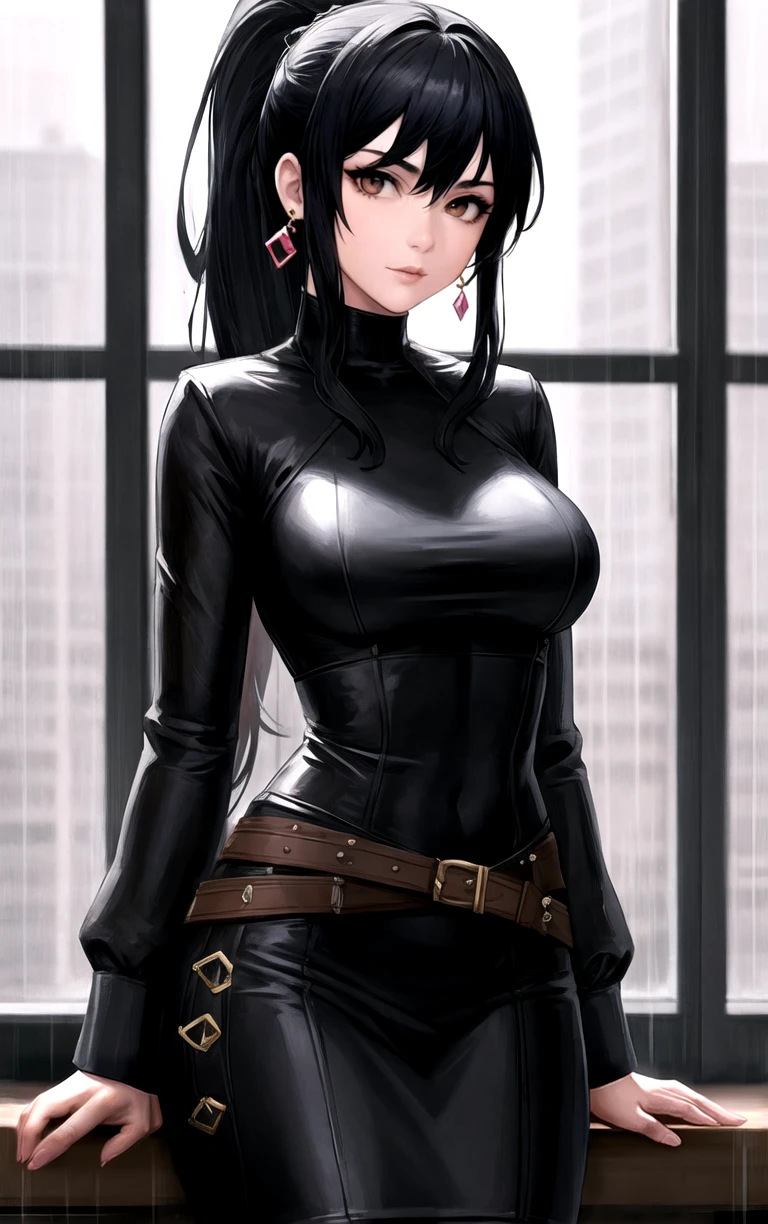 ARTSTYLE_guweiz_ownwaifu,
1girl, black hair, long hair, jewelry, long sleeves, bangs, earrings, ponytail, rain, dark, indoors,
<lora:ARTSTYLE_guweiz_ownwaifu:0.9>,
((masterpiece)),((best quality)), focused, looking at viewer, solo, cowboy shot,