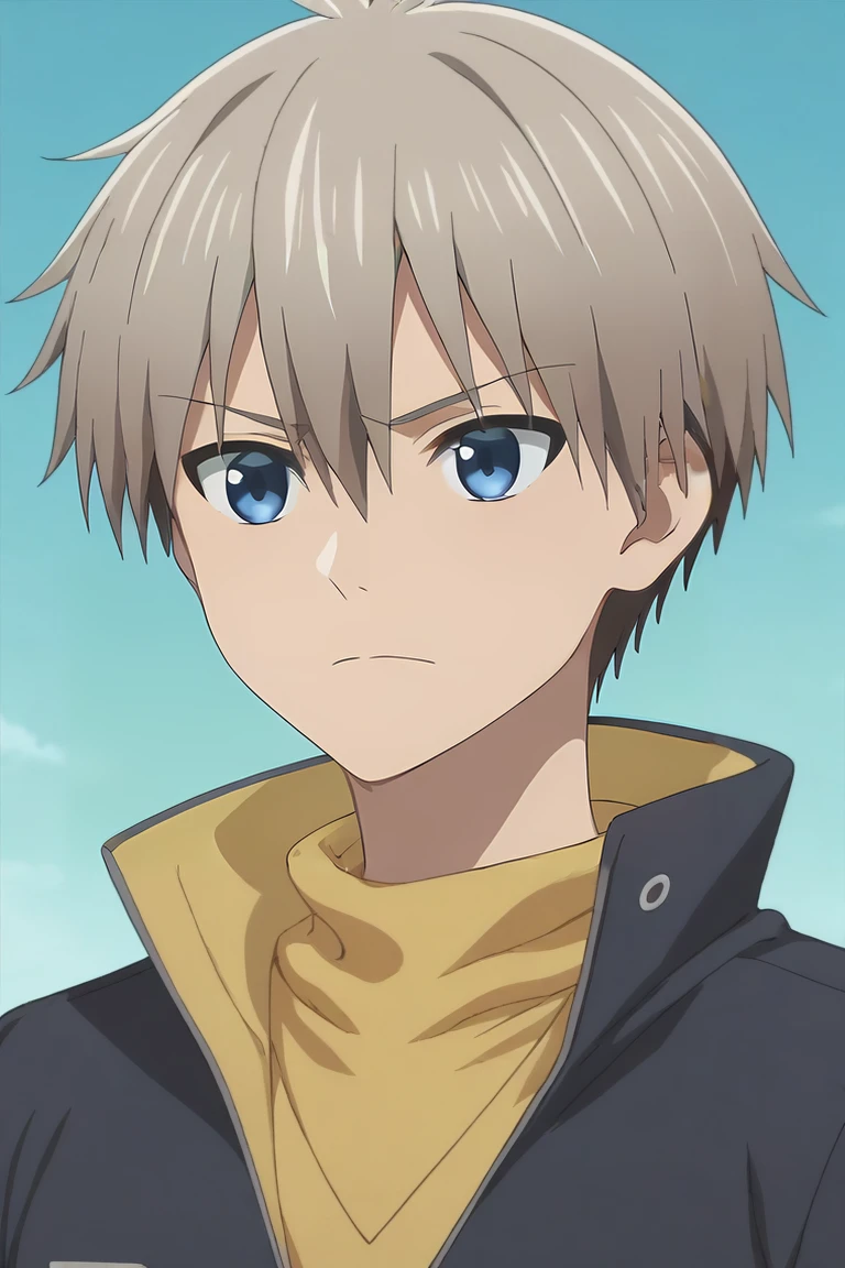 score_9, score_8_up, score_7_up, source_anime, anime screencap, anime coloring, official style, , upper body, , 1boy, solo, male focus, <lora:kiri_uzaki_pony:0.96>, kiri_uzaki, grey hair, blue eyes, short hair, hair between eyes, bangs, , science fiction detective, , <lora:sdxl_lightning_8step_lora:1>