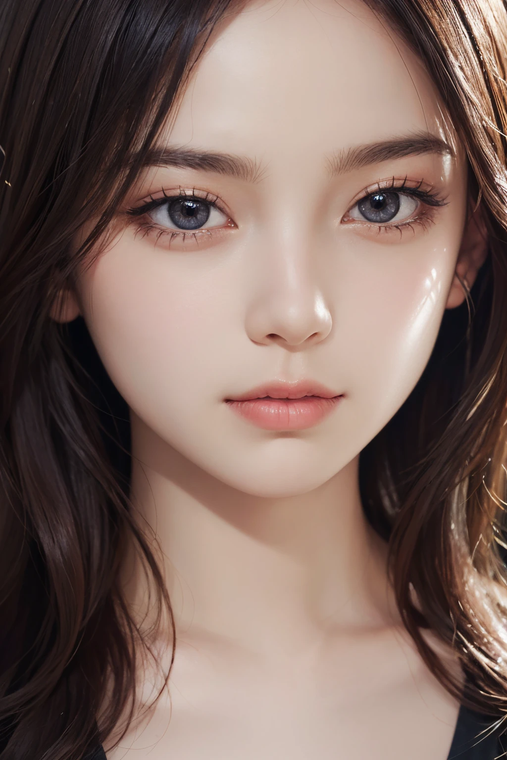 1girl, (close up), (masterpiece, best quality), RAW photo, 16k wallpaper, extremely detailed CG, amazing, ultra detailed, hyperrealistic, official art, High quality texture, incredibly absurdres, highres, 18 years old, cute girl, beautiful face, detailed large black eyes,