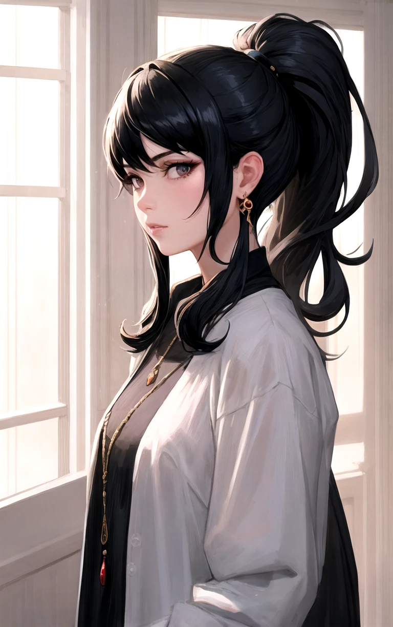 ARTSTYLE_guweiz_ownwaifu,
1girl, black hair, long hair, jewelry, long sleeves, bangs, earrings, ponytail, rain, dark, indoors,
<lora:ARTSTYLE_guweiz_ownwaifu:0.7>,
((masterpiece)),((best quality)), focused, looking at viewer, solo, cowboy shot,