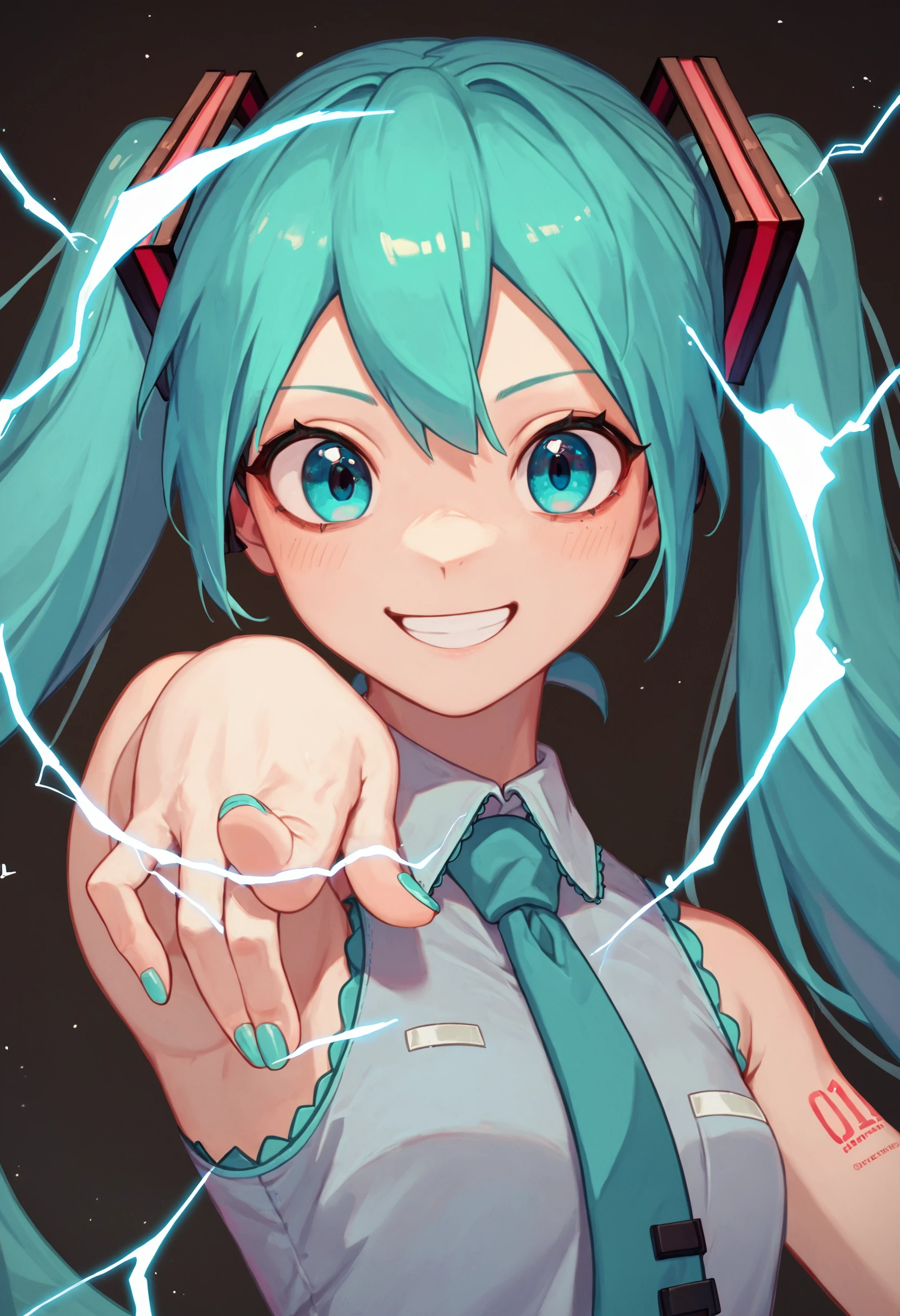 score_9_up score_8_up score_7_up, 1girl, pointing electricity, smile, hatsune miku
<lora:only_my_railgun_pony:1>