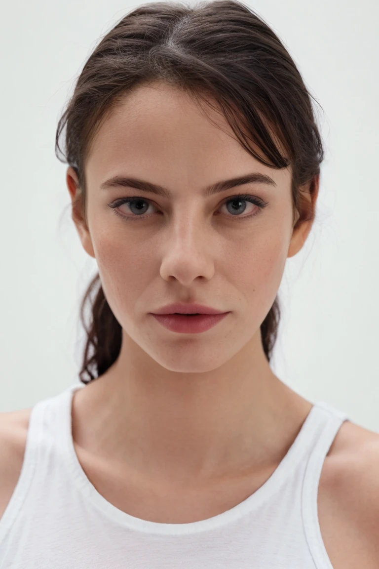 1girl, solo, portrait, white tank top, looking at viewer, simple white background, masterpiece, best quality, ultra-detailed, ultra high res, (photorealistic:1.4), raw photo, (realistic:0.2), 8k HDR, f1.4, 40mm, photorealistic, raw, 8k, textured skin, skin pores, intricate details
 <lora:PAseer-SD15-LCM Quick:1> <lora:0tool_picxer_real:1> <lora:ks92_uk_lora_v01:1> ks92