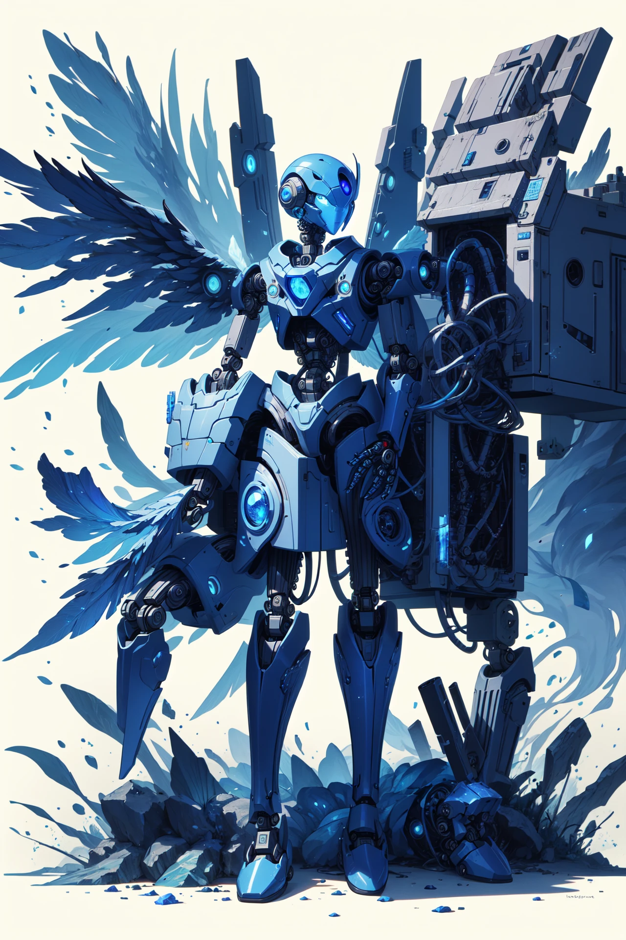 blue theme ,
(1  robot,machine wings:1.3), <lora:lapis lazuli art:0.8> lapis_lazuli_wing,lapis_lazuli_robot,