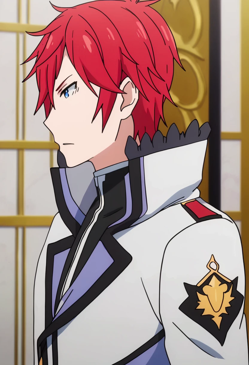 <lora:reinhard_van_astrea:1> reinhard van astrea, 1boy, male focus, blue eyes, red hair, solo, upper body, coat