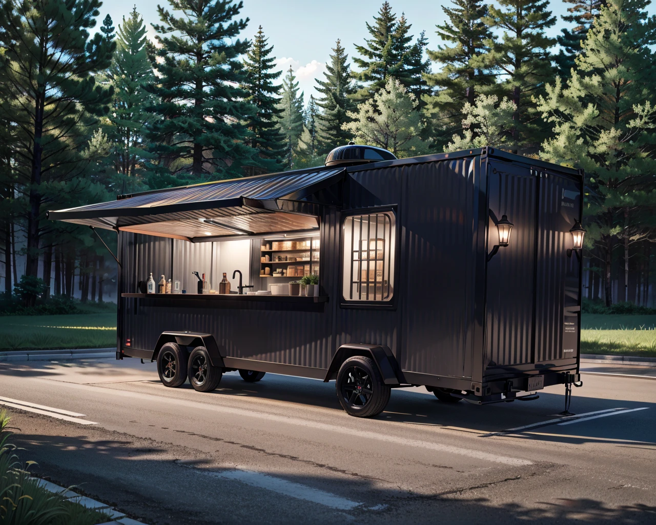 best quality,masterpiece,highly detailed,ultra-detailed, 
 <lora:neg9V2_last:0.5>food truck, 
 <lora:Containerhouse:1>containerhouse, scenery, no humans, outdoors, <lora:cartoonisationer-V4-8:0.75><lora:cartoonisationer:0.75> <lora:cartoonisationer-21st_ce:1.25>