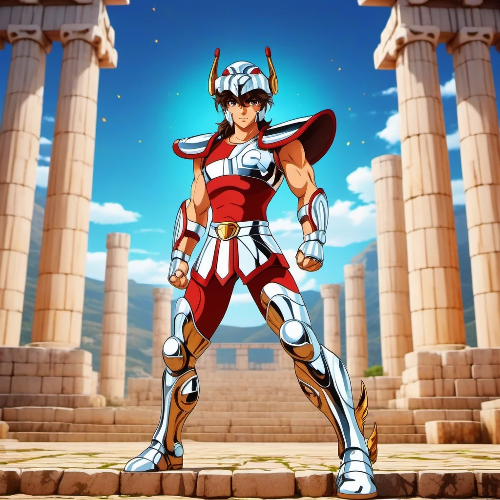 anime artwork  full body man facing the viewer wears a helmet and armor, greek antic temple background, casting a powerfull spell, energy, powerfull <lora:Seya1024:0.8> . anime style, key visual, vibrant, studio anime,  highly detailed