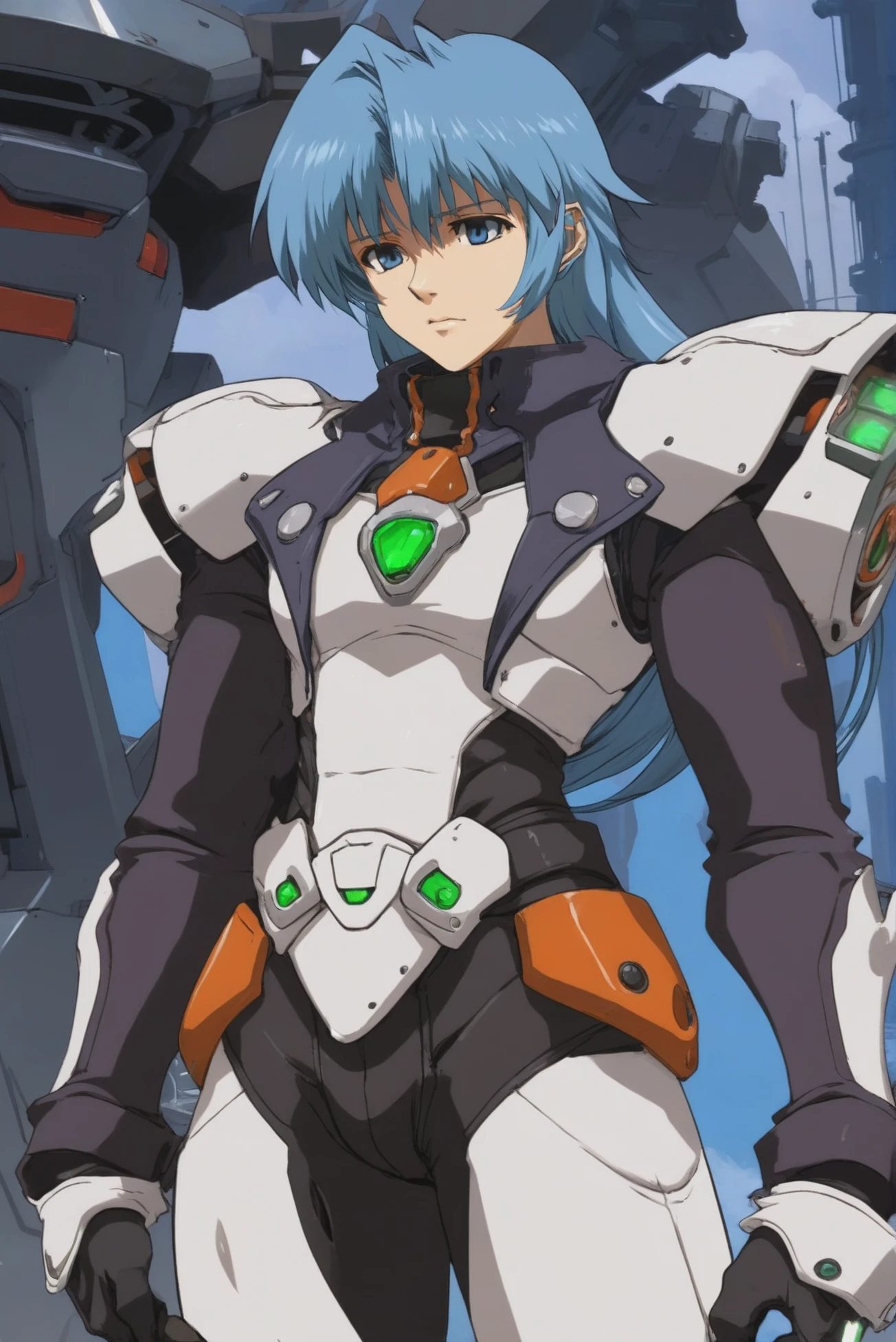 hayate immelmann\(macross delta\), solo, 1boy, looking at viewer, male focus, blue eyes, hair behind ear, bodysuit, holding lever, steering, control, pilot suit, space, cockpit, <lora:Hayate_Immelmann_No_commercial_use_is_allowed_LoRA:0.5>