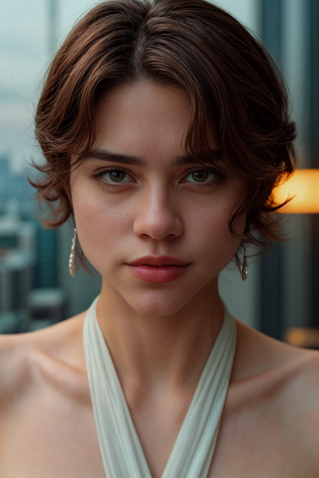 cinematic film still long shot scenic professional photograph of ((light theme)), <lora:[US]_-_Sasha_Calle:1> mt-sashacalle, solo, (short hair), (looking at viewer), realistic lighting, (detailed skin), (detailed face), (exhausted:1.2)
BREAK
(Velvet wrap d...