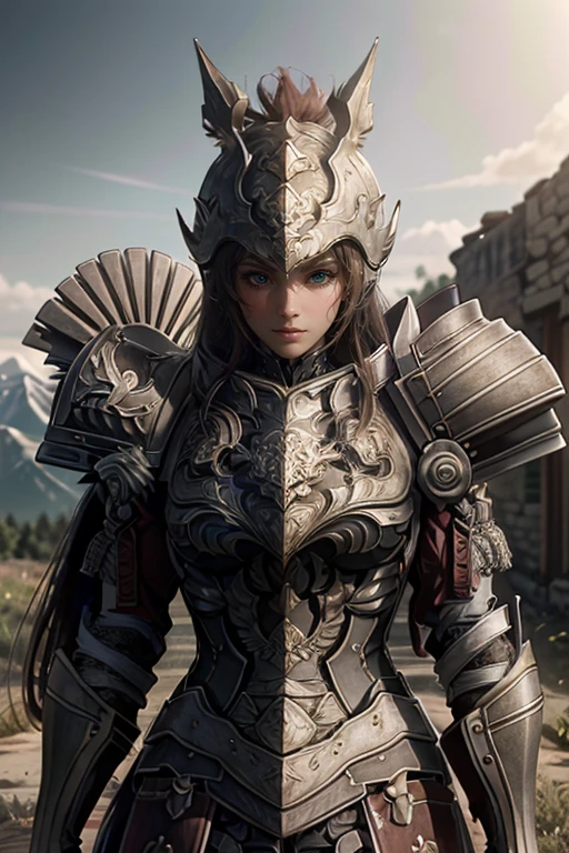 <lora:HXarmour_043:0.9>,mountain,Resting on a diagonal,, hxarmour,1girl,(orange armour:1.3),, ultra-detailed,extremely delicate and beautiful,(by exquisite colors block),masterpiece,best quality,unreal engine 5 rendering,movie light,movie lens,movie special effects,detailed details,HDR,UHD,8K,CG wallpaper,